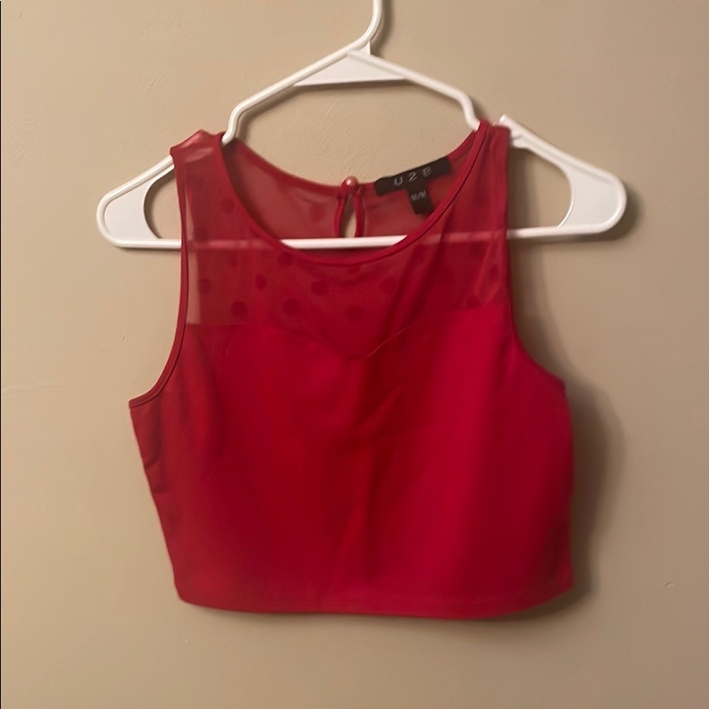 Vibrant Red Crop Tank Top Sleeveless (Bin U)